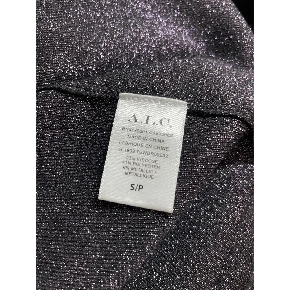 A.L.C. Serafina Shimmer Metallic Knit Slit Long Sleeve Midi Flare A-Line Dress S